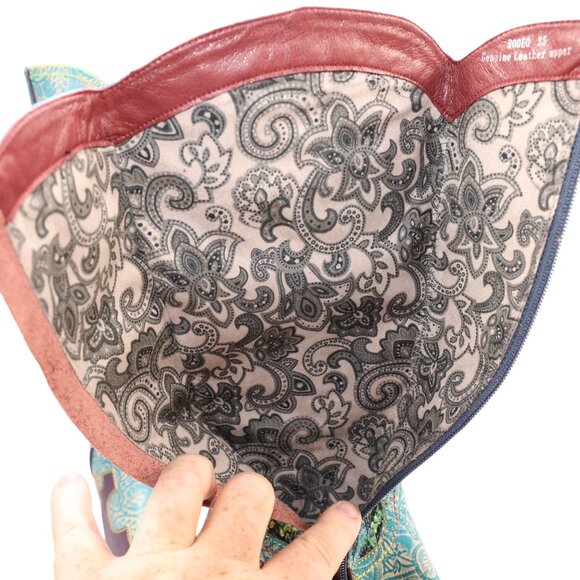 L'Artiste Spring Step Rodeo Women 5 Turquoise Leather Snake Zipper Western Boots - Picture 15 of 16